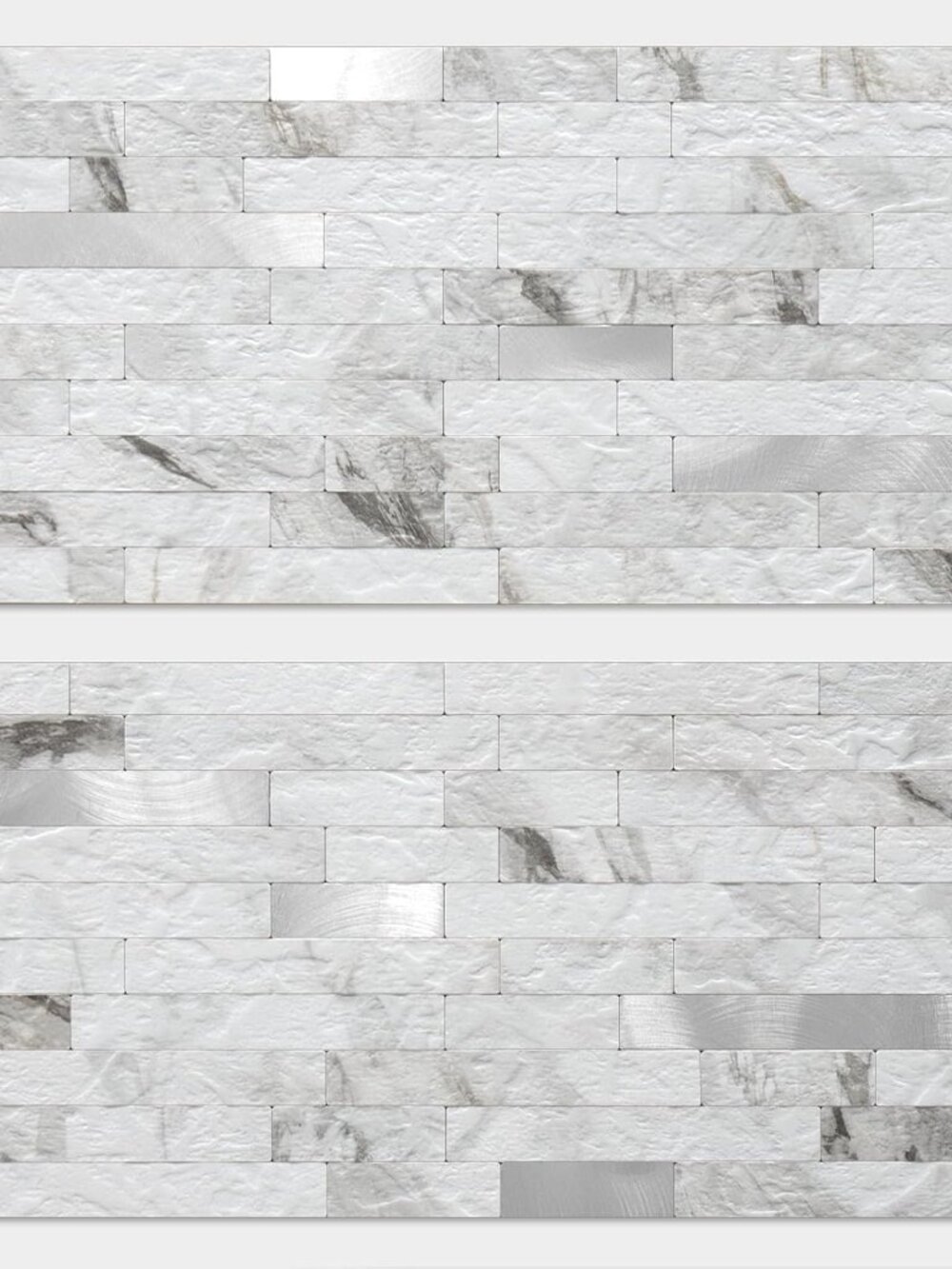 20 Sheets White Marble Peel and Stick Backsplash Tile, Faux Stone PVC Mixed Meta